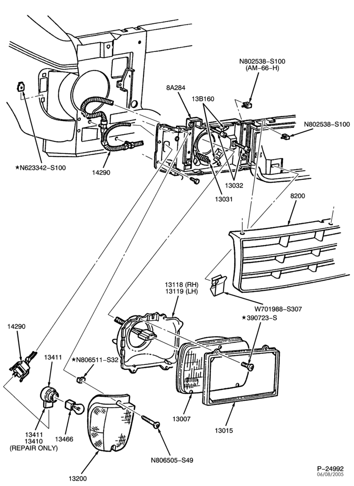 LAMPS-Headlamp, parking lamp, marker lamps & related parts - Low series-E150/550