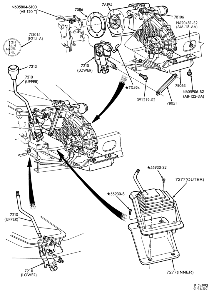 72.1 - TRANSFER CASE (FOUR WHEEL DRIVE)-Gearshift mechanism & supports - with ZF transmission-F150