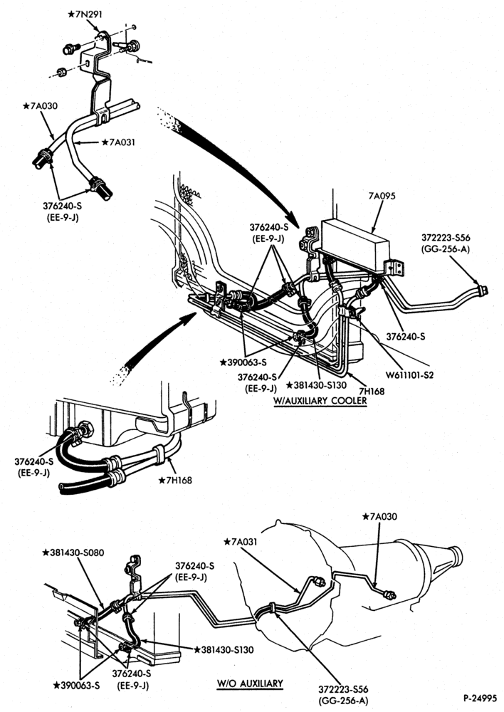 A70.4A - 4R70W TYPE-EXTERNAL PARTS - Oil cooling system - w/o aux. oil cooler - 7.3L diesel-E150/350