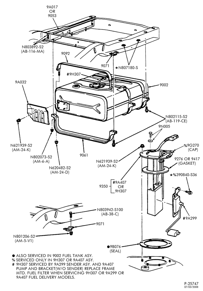90 - 8 CYL. 5.8L - GAS-Fuel tank & related parts - E350 Cutaway & Stripped Chassis - aft axle -