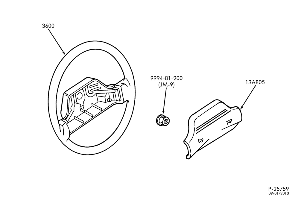 137 - STEERING WHEEL & HORN-2-spoke wheel - center pad horn blow