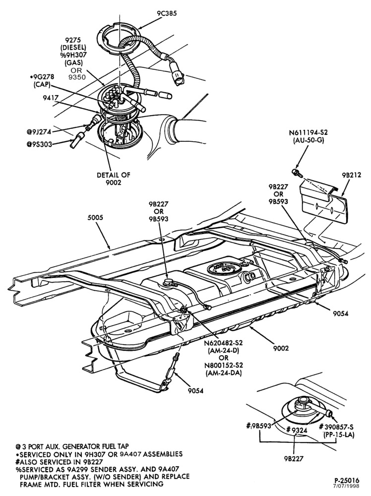 90 - 8 CYL. 7.3L - DIESEL-Fuel tank & related parts - midship