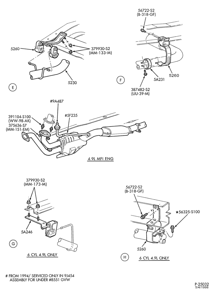 EXHAUST-Exhaust system - 8 cyl. - 5.8L - under 8500# GVW - Page B-E150/350,E(Super Duty)