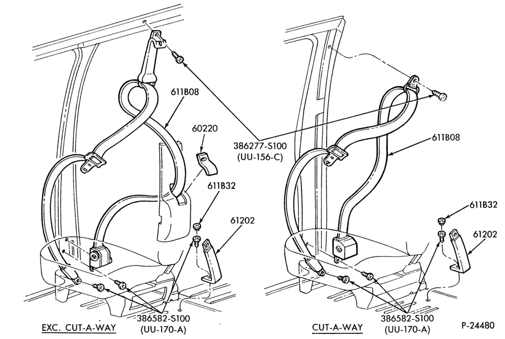 620 - SEATS AND SEAT BELTS-Seat belts & shoulder harness - front - R.H.-E150/350,E(Super Duty)