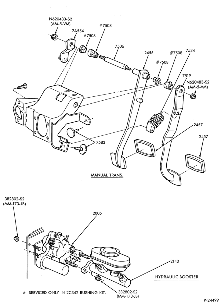 23 - BRAKES-Brake assembly - booster, pedal & master cylinder installation - Page B-F150/350,F(Super Duty)