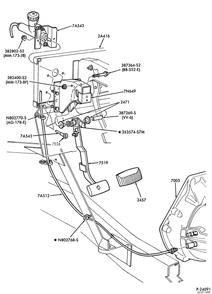 75 - EXTERNAL PARTS-Clutch & brake pedal - hydraulic actuated-E350