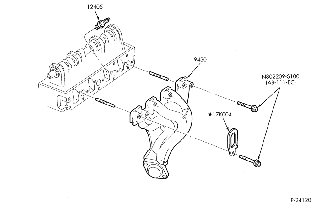 90.1 - 4 CYL. 2.3L-Exhaust manifold & related parts