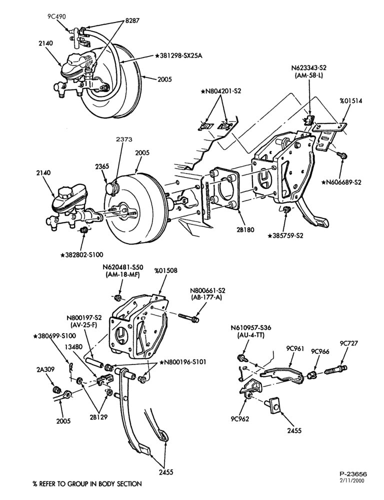 23 - BRAKES-Brake booster and pedal installation