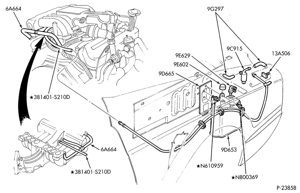96.1 - 8 CYL. 5.0L-Fuel vapor canister and related parts
