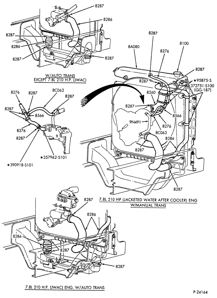COOLING SYSTEMS-6 cyl. 6.6L and 7.8L diesel - w/turbo air cooler - Page B-F-FT600/900
