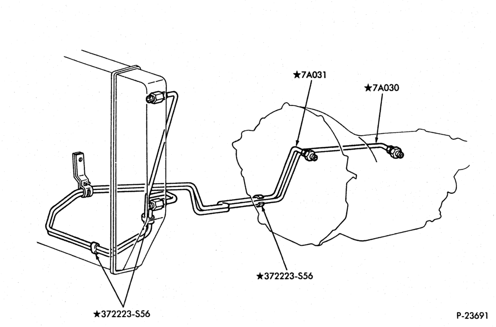 A70.4 - AOD TYPE-EXTERNAL PARTS - Oil cooling system - 8 cyl. 7.5L - w/o aux. oil cooler-F150/350