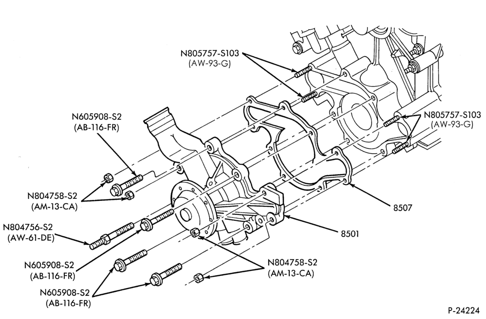 80 - RADIATOR, GRILL AND COOLING-WATER PUMP - 6 cyl. 3.8L