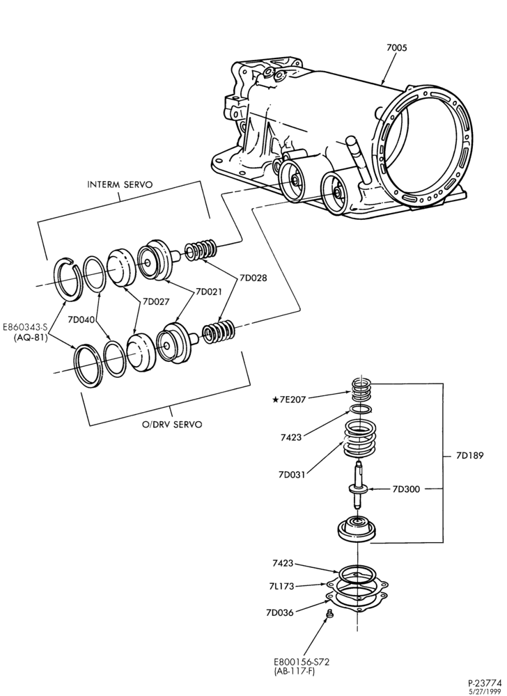 AUTOMATIC TRANSMISSION-INTERNAL PARTS - Intermediate, overdrive & reverse piston, rod & servo-A
