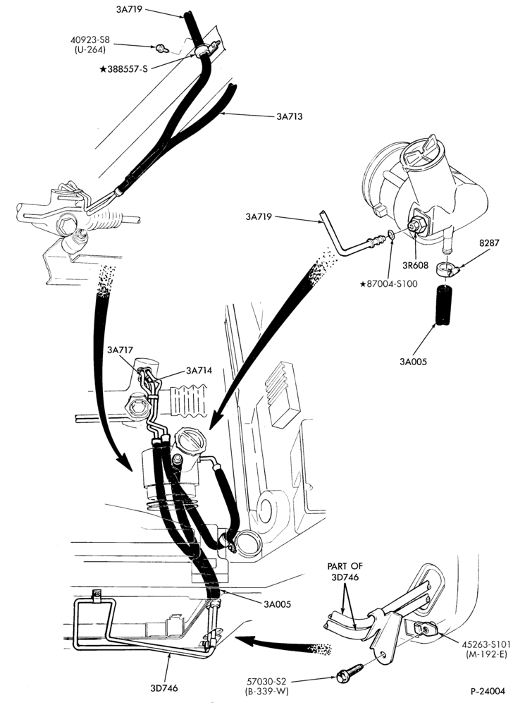 36.1 - STEERING-Power steering system - Pump installation - 4 cyl. 2.3L - w/oil cooler