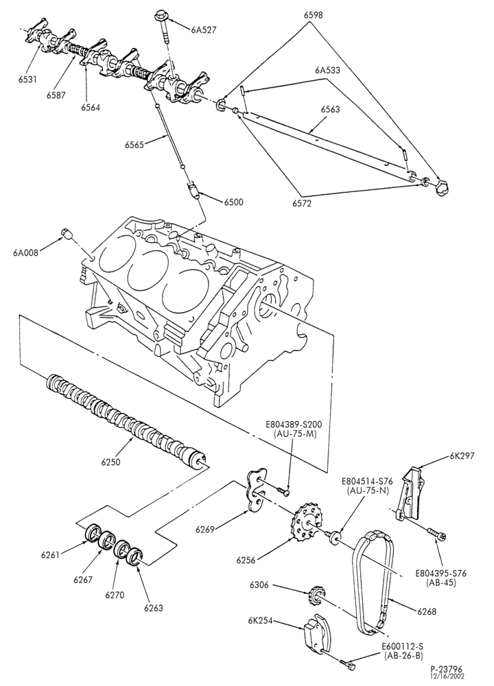 6 CYL. 4.0L-Engine camshaft, valve mechanism & related parts-A