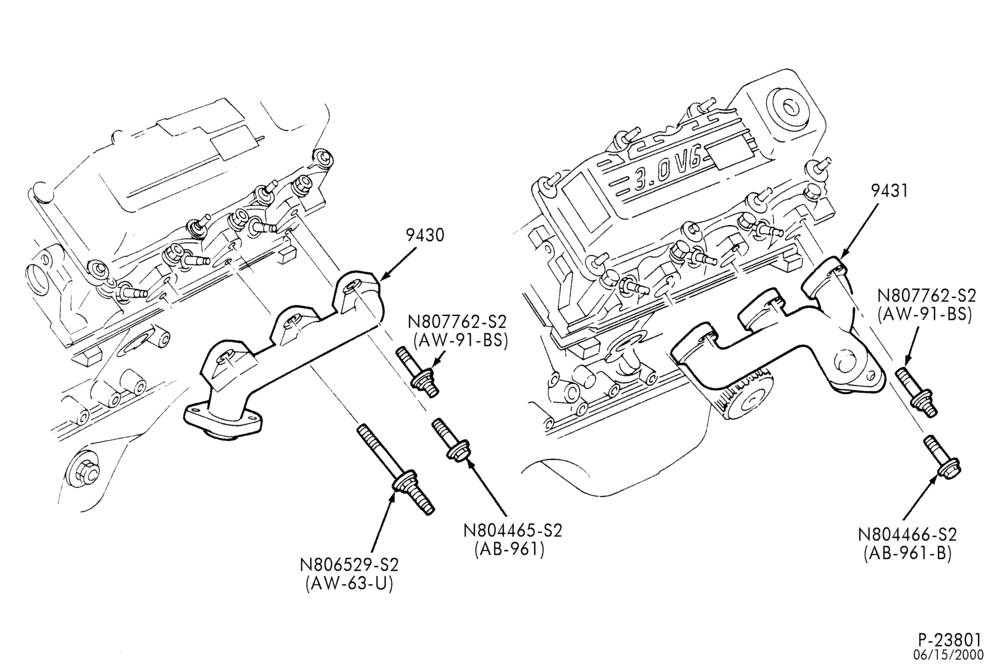 93 - 6 CYL. 3.0L-Manifold & related parts