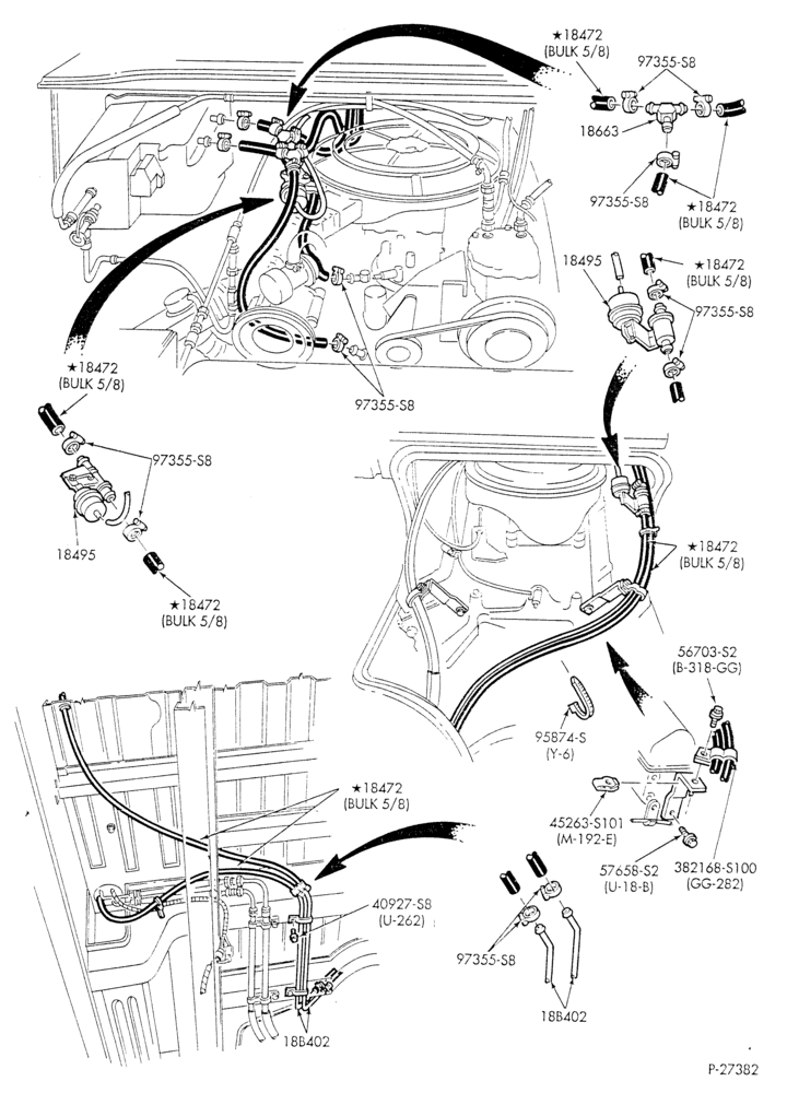 HEATER HOSES & TUBES-8 cyl. - 5.8L - w/aux. A/C - w/aux. heat - L.W.B.-E