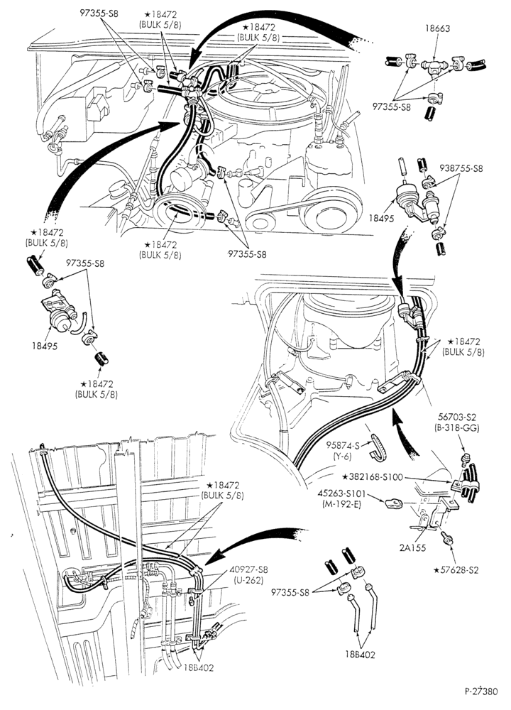 HEATER HOSES & TUBES-8 cyl. - 5.0L - w/aux. A/C - w/aux. heat - L.W.B.-E