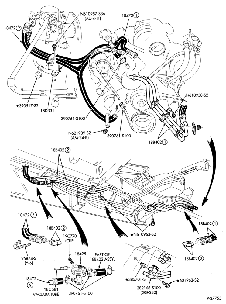 184 - AIR CONDITIONING-Heater hoses - 6 cyl. 4.0L w/aux. A/C - w/aux. heater-A