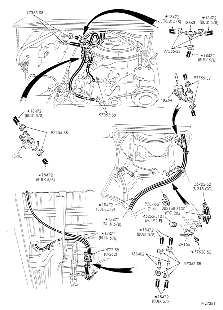 HEATER HOSES & TUBES-8 cyl. - 5.8L - w/aux. A/C - w/aux. heat - S.W.B.-E
