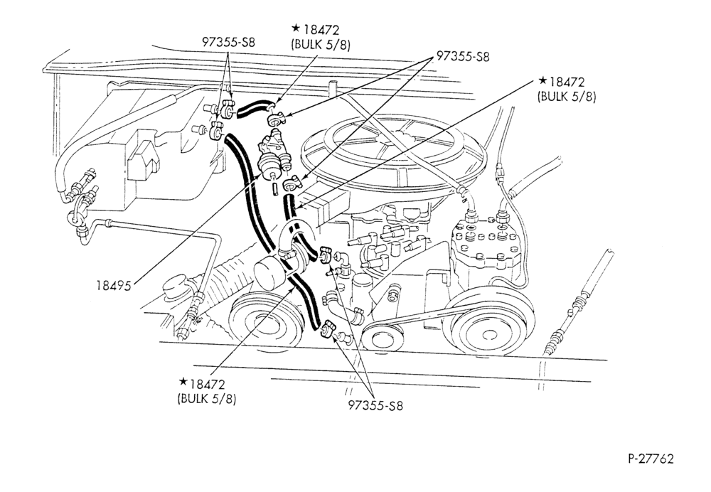 HEATER HOSES & TUBES-8 cyl. - 5.8L - w/A/C - w/o aux. heat-E