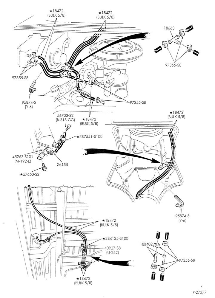 HEATER HOSES & TUBES-8 cyl. - 5.8L - w/o A/C - w/aux. heat - S.W.B.-E
