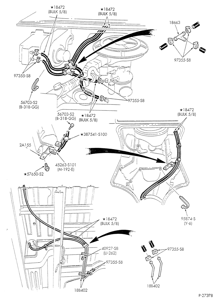 HEATER HOSES & TUBES-8 cyl. - 5.8L - w/o A/C - w/aux. heat - L.W.B.-E