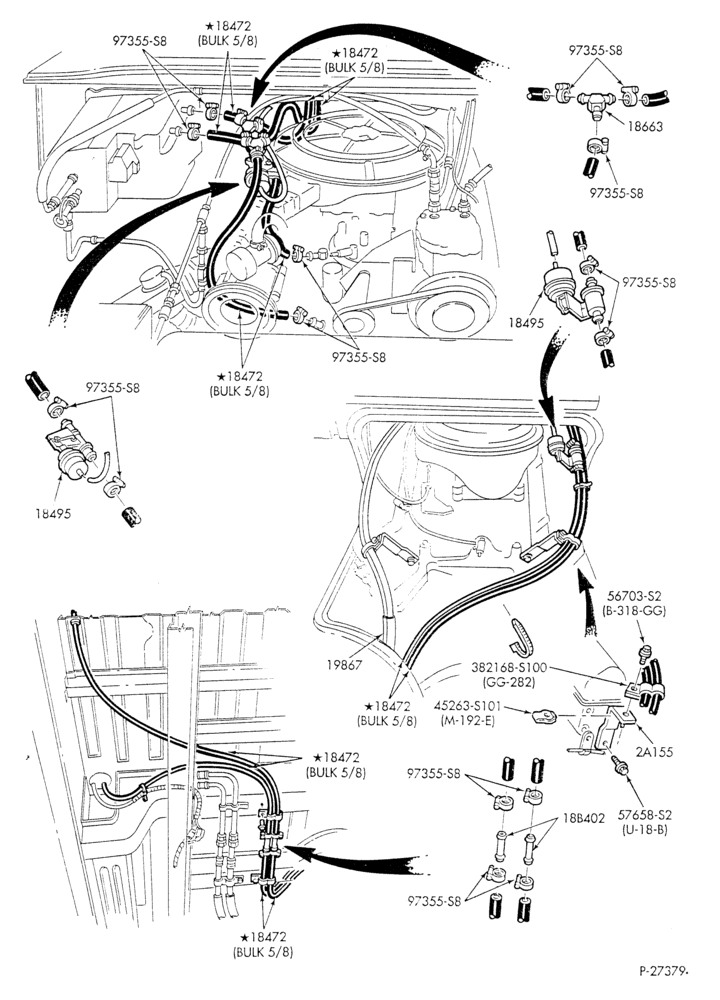 HEATER HOSES & TUBES-8 cyl. - 5.0L - w/aux. A/C - w/aux. heat - S.W.B.-E