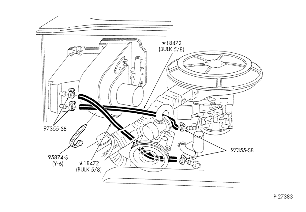 HEATER HOSES & TUBES-8 cyl. - 5.8L - w/o A/C - w/o aux. heat-E