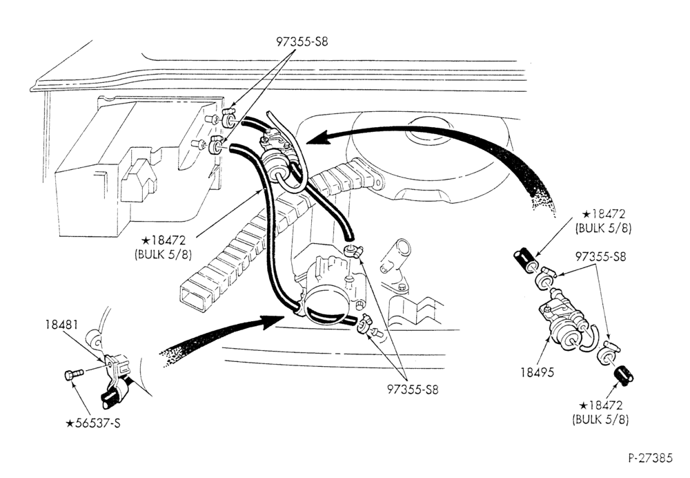 HEATER HOSES & TUBES-8 cyl. - 5.8L & 6.6L - w/o A/C - w/o aux. heat - w/deluxe Hi-Lo heater-E