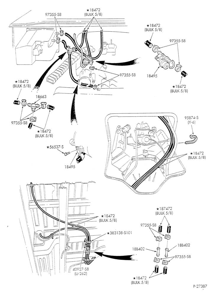 HEATER HOSES & TUBES-8 cyl. - 5.8L & 6.6L - w/o A/C - w/aux. heat - w/deluxe Hi-Lo heater - S.W.B.-E