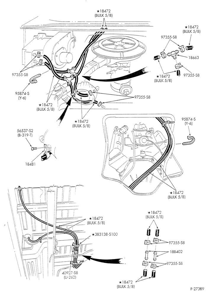 HEATER HOSES & TUBES-8 cyl. - 5.8L & 6.6L - w/o A/C - w/aux. heat - S.W.B.-E