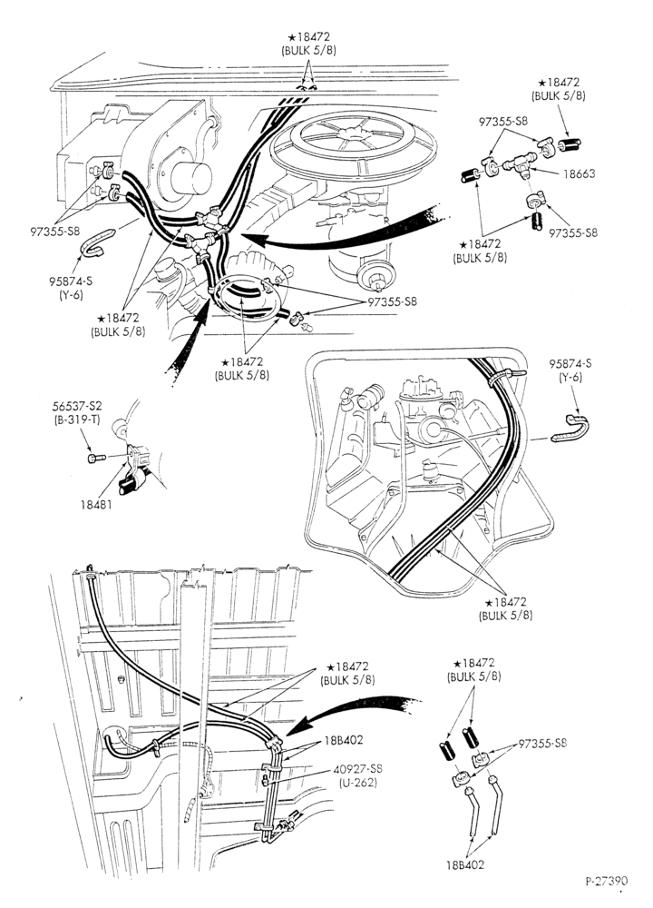 HEATER HOSES & TUBES-8 cyl. - 5.8L & 6.6L - w/o A/C - w/aux. heat - L.W.B.-E