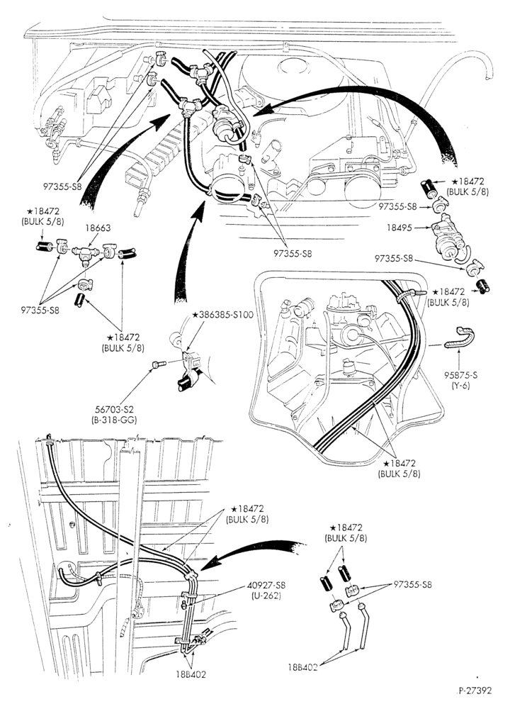 HEATER HOSES & TUBES-8 cyl. - 5.8L & 6.6L - w/A/C - w/aux. heat - L.W.B.-E