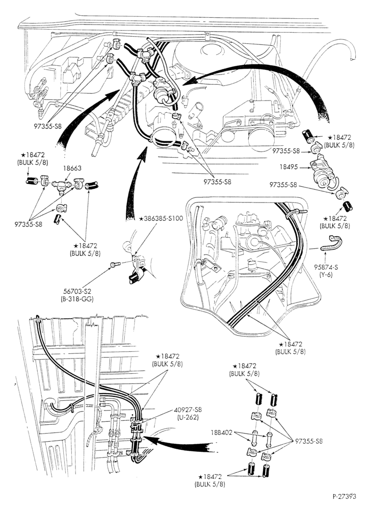 HEATER HOSES & TUBES-8 cyl. - 5.8L & 6.6L - w/aux. A/C - w/aux. heat - S.W.B.-E