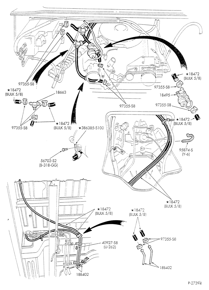 HEATER HOSES & TUBES-8 cyl. - 5.8L & 6.6L - w/aux. A/C - w/aux. heat - L.W.B.-E