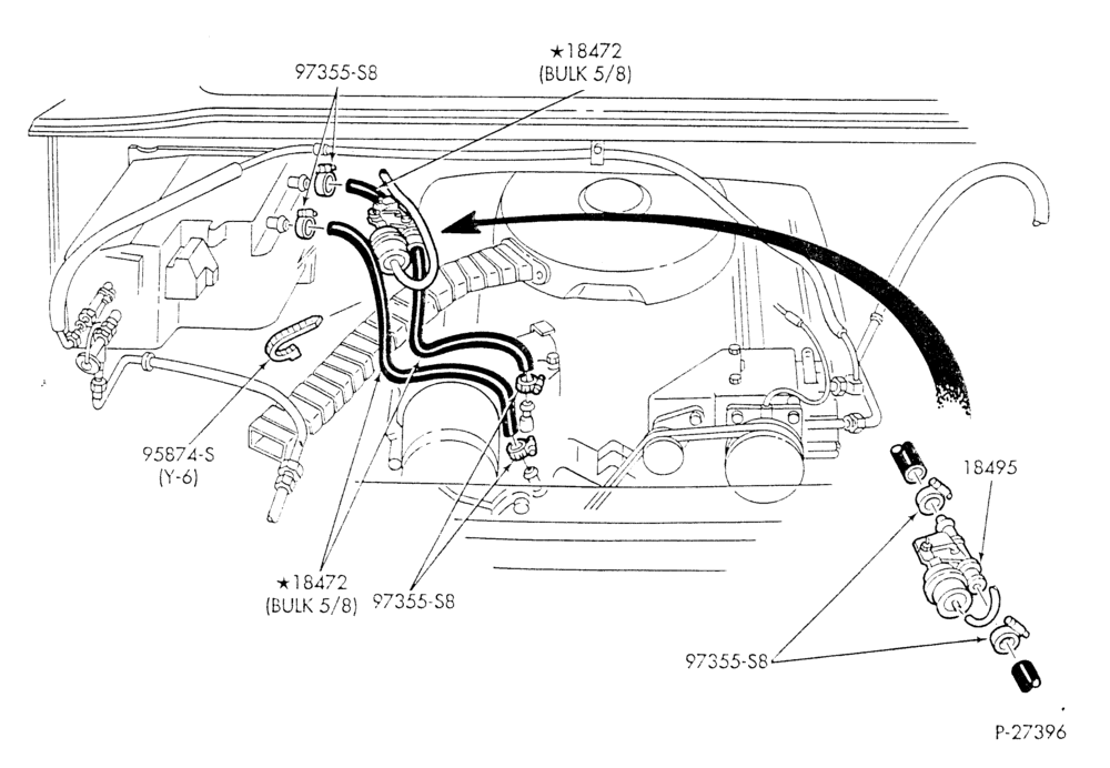 HEATER HOSES & TUBES-8 cyl. - 7.5L - w/A/C - w/o aux. heat-E