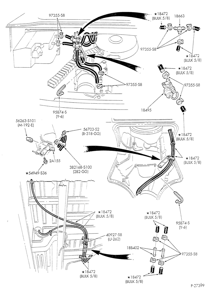 HEATER HOSES & TUBES-8 cyl. - 7.5L - w/o A/C - w/aux. heat - w/deluxe Hi-Lo heater - S.W.B.-E