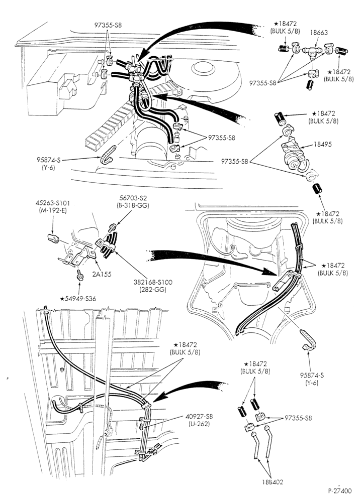 HEATER HOSES & TUBES-8 cyl. - 7.5L - w/o A/C - w/aux. heat - w/deluxe Hi-Lo heater - L.W.B.-E