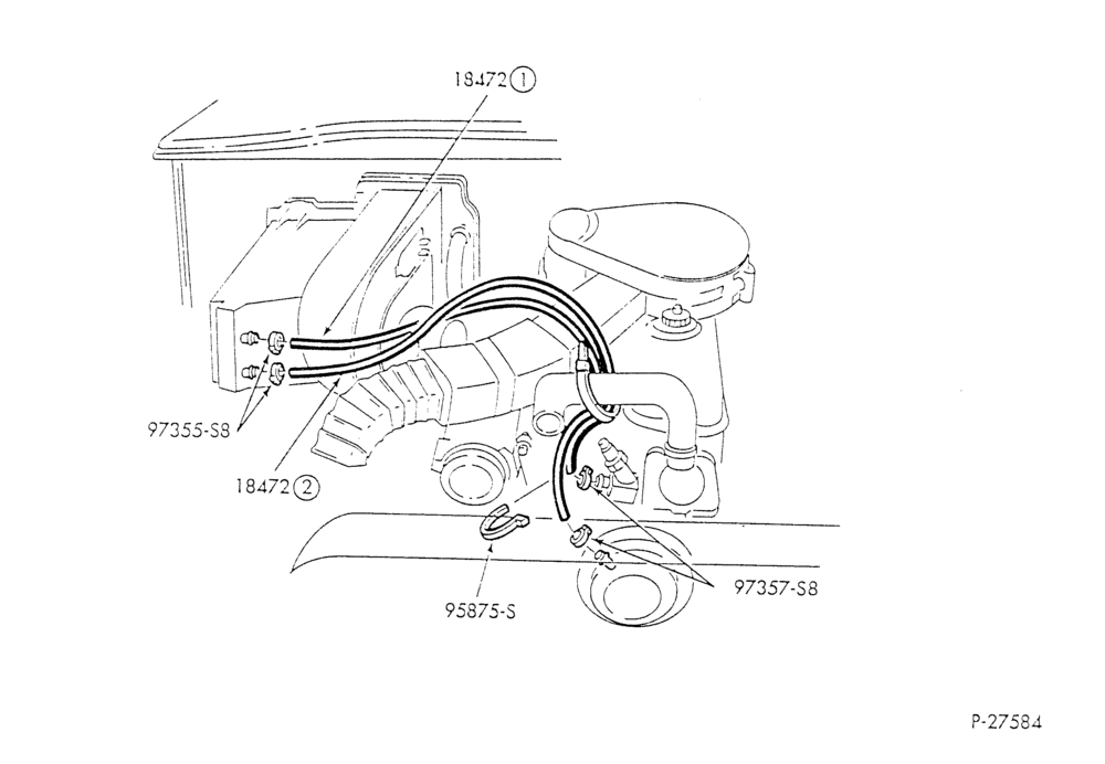 HEATER HOSES & TUBES-6 cyl. - 4.9L - w/o A/C - w/o aux. heat-E