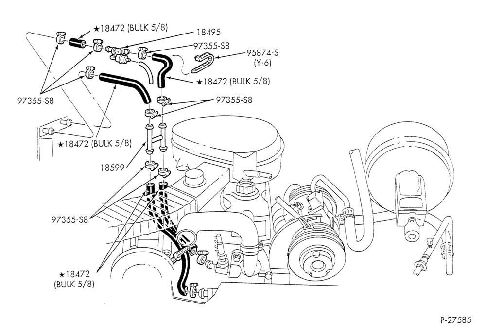 HEATER HOSES & TUBES-6 cyl. - 4.9L - w/A/C - w/o aux. heat-E