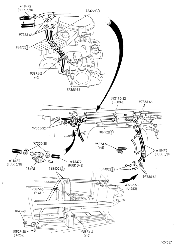 HEATER HOSES & TUBES-6 cyl. - 4.9L - w/A/C - w/aux. heat-E