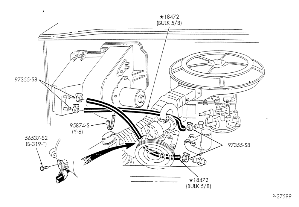 HEATER HOSES & TUBES-8 cyl. - 5.0L - w/o A/C - w/o aux. heat-E