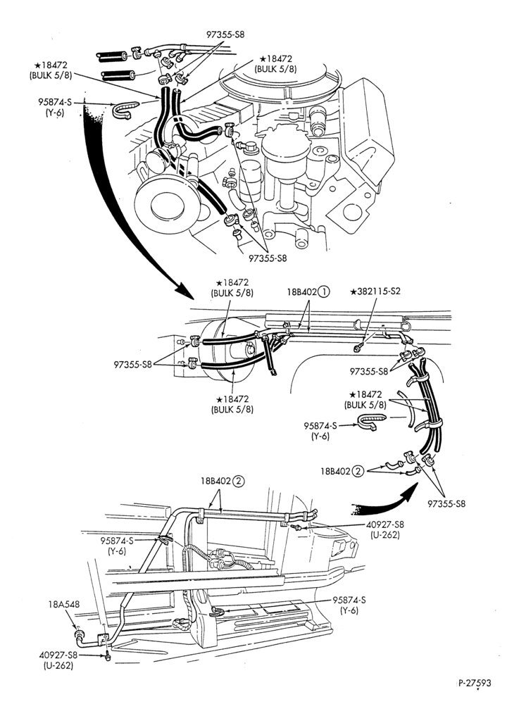HEATER HOSES & TUBES-8 cyl. - 5.0L - w/A/C - w/aux. heat-E