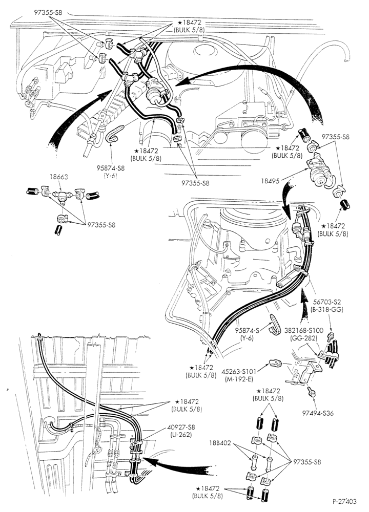 HEATER HOSES & TUBES-8 cyl. - 7.5L - w/aux. A/C - w/aux. heat - S.W.B.-E