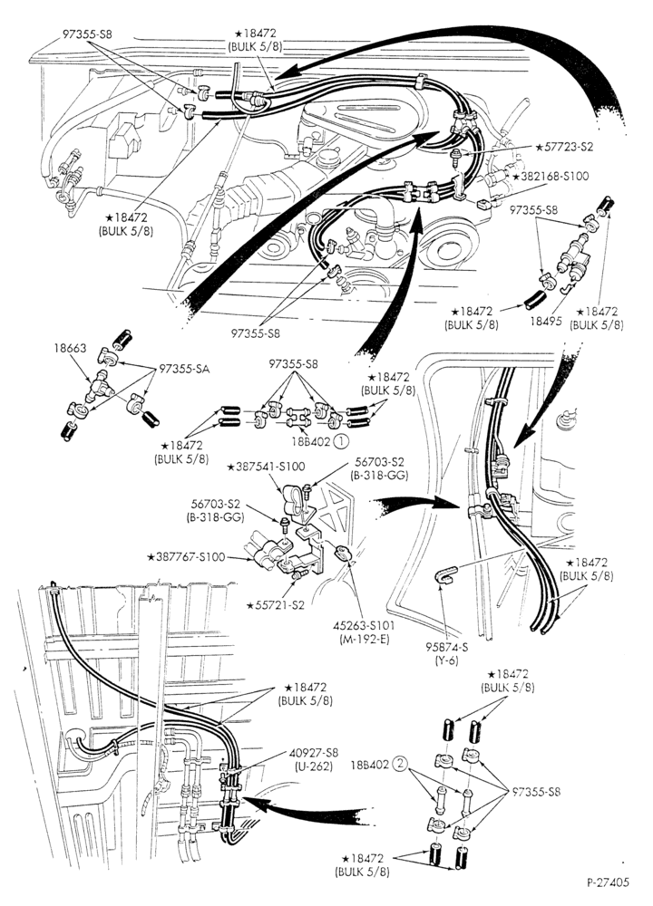HEATER HOSES & TUBES-6 cyl. - 4.9L - w/aux. A/C - w/aux. heat - S.W.B.-E