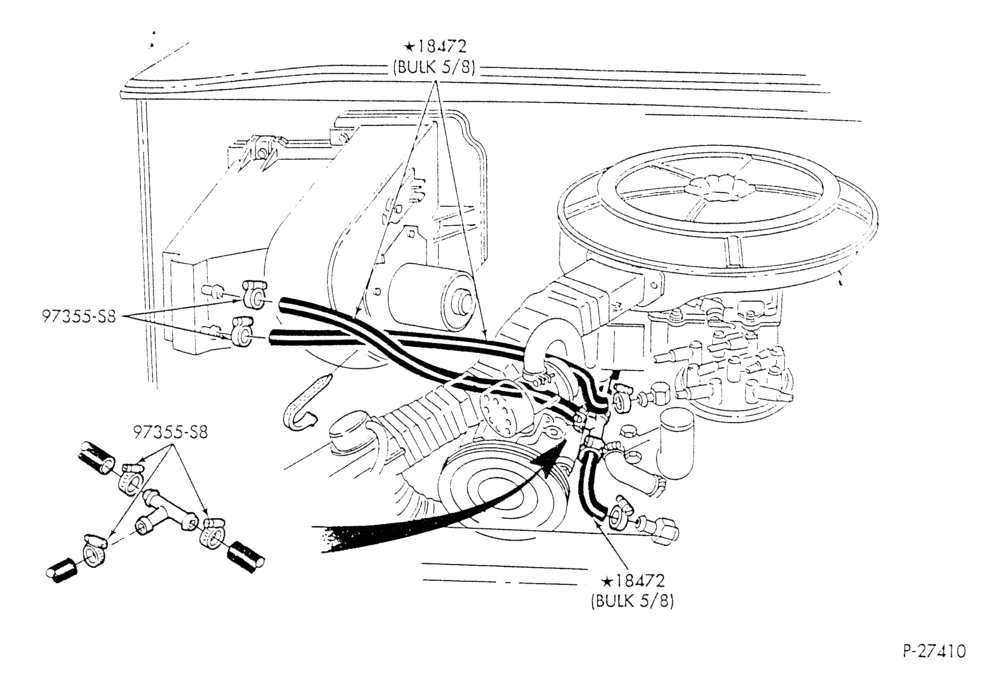 HEATER HOSES & TUBES-8 cyl. - 5.8L - w/o A/C - w/o aux. heat - 2V eng. under 8500 G.V.W.-E