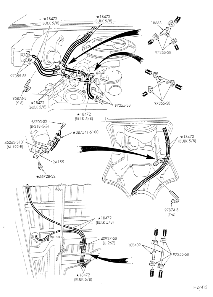 HEATER HOSES & TUBES-8 cyl. - 5.0L & 5.8L - w/o A/C - w/aux. heat - California - S.W.B.-E