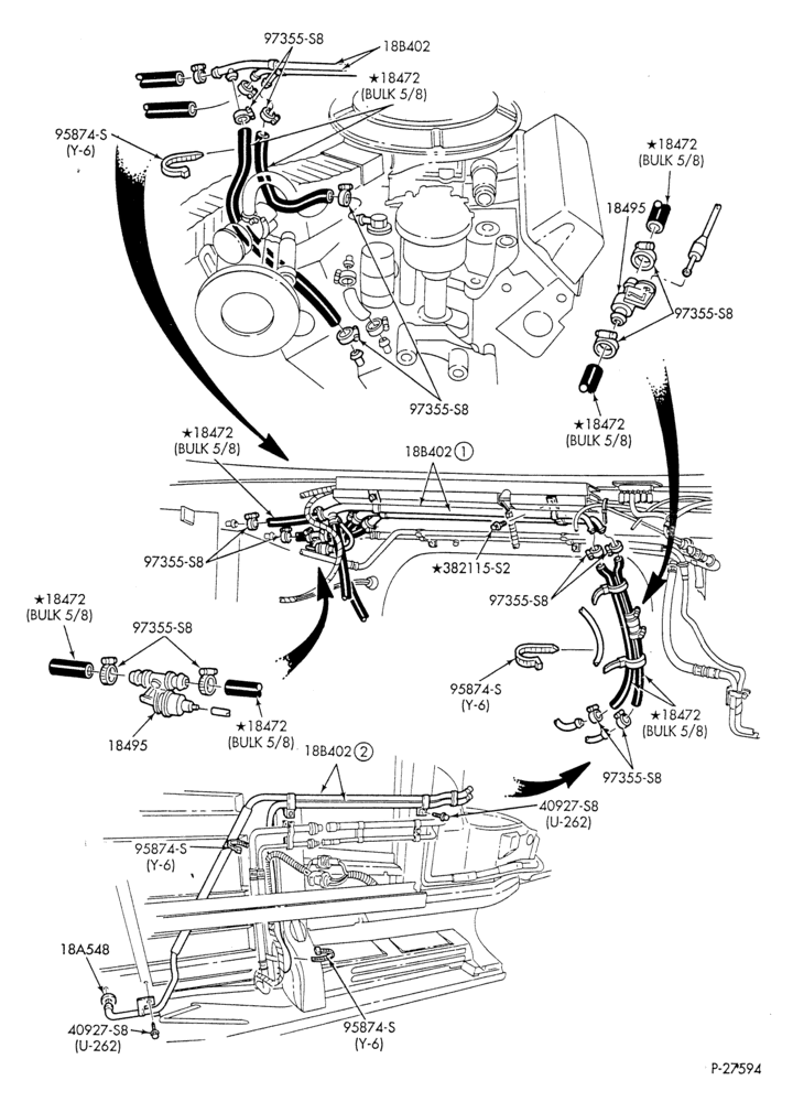 HEATER HOSES & TUBES-8 cyl. - 5.0L - w/aux. A/C - w/aux. heat-E