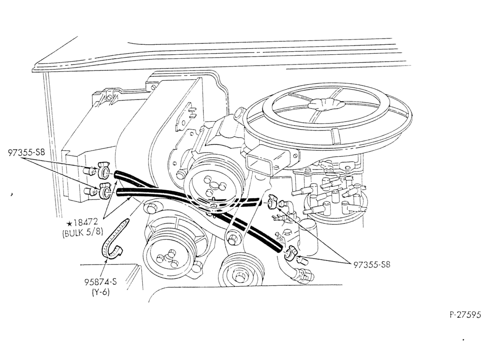 HEATER HOSES & TUBES-8 cyl. - 5.8L - w/o A/C - w/o aux. heat - exc. California-E